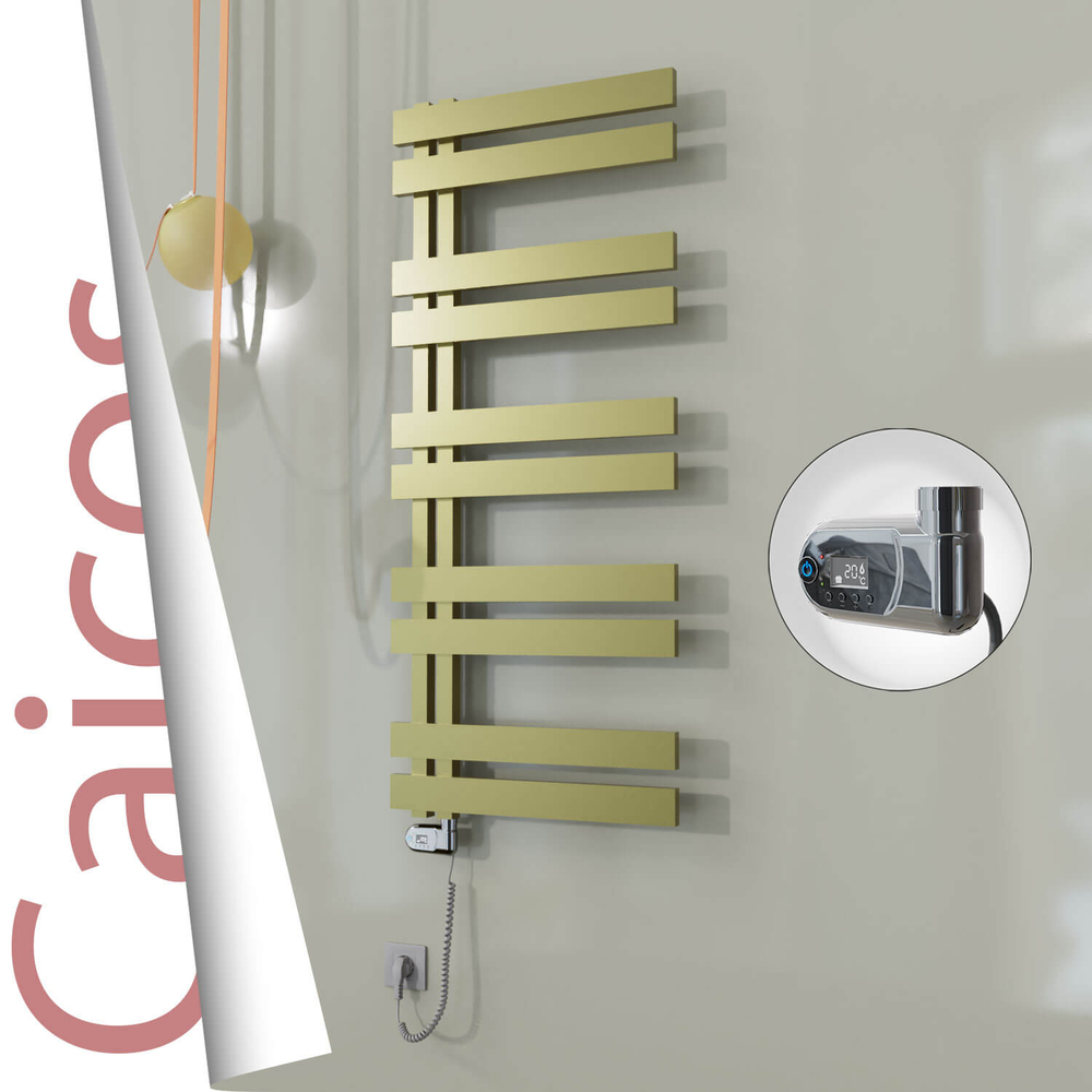 Caicos Sèche-serviettes Électrique en Inox 600x1260 Doré Satiné (Thesis Thermostat) 600W - 1