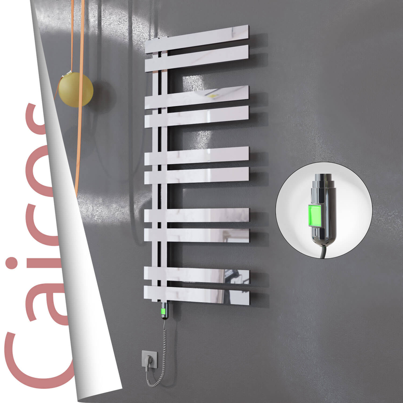Caicos Sèche-serviettes Électrique en Inox 600x1260 Poli Miroir (Interrupteur Marche/Arrêt) 600W 