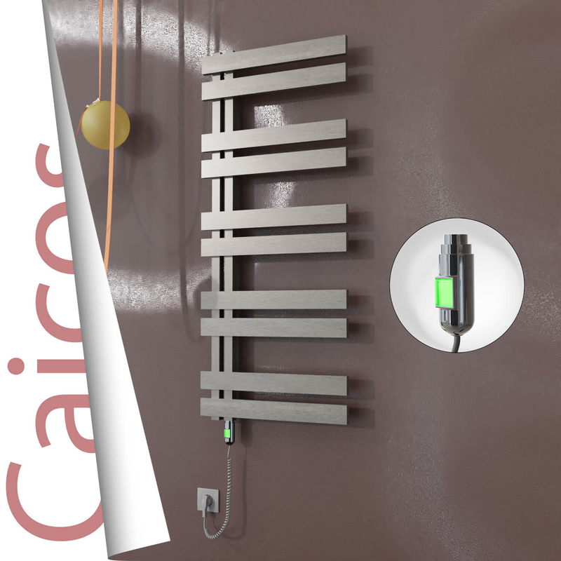 Caicos Sèche-serviettes Électrique en Inox 600x1260 Poli Satiné (Interrupteur Marche/Arrêt) 600W 