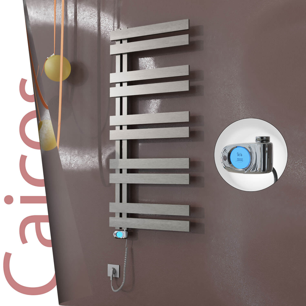 Caicos Sèche-serviettes Électrique en Inox 600x1260 Poli Satiné (Musa Thermostat) 600W - 1