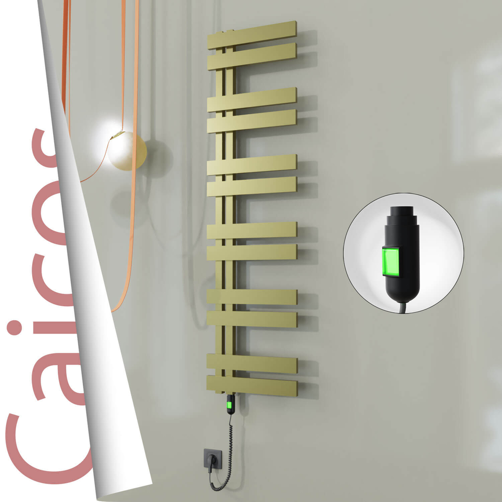 Caicos Sèche-serviettes Électrique en Inox 600x1530 Doré Satiné (Interrupteur Marche/Arrêt) 600W - 1