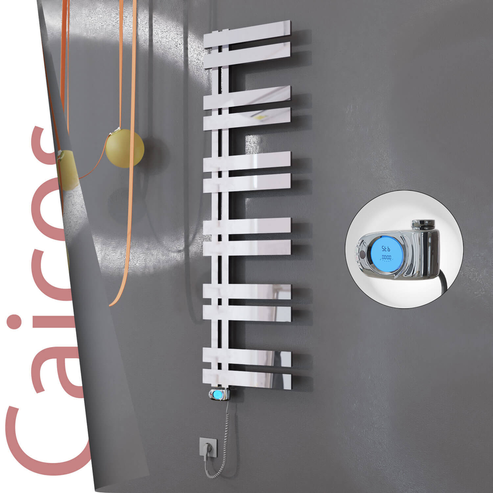 Caicos Sèche-serviettes Électrique en Inox 600x1530 Poli Miroir (Musa Thermostat) 600W - 1