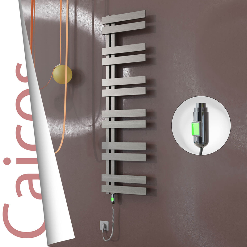 Caicos Sèche-serviettes Électrique en Inox 600x1530 Poli Satiné (Interrupteur Marche/Arrêt) 600W 