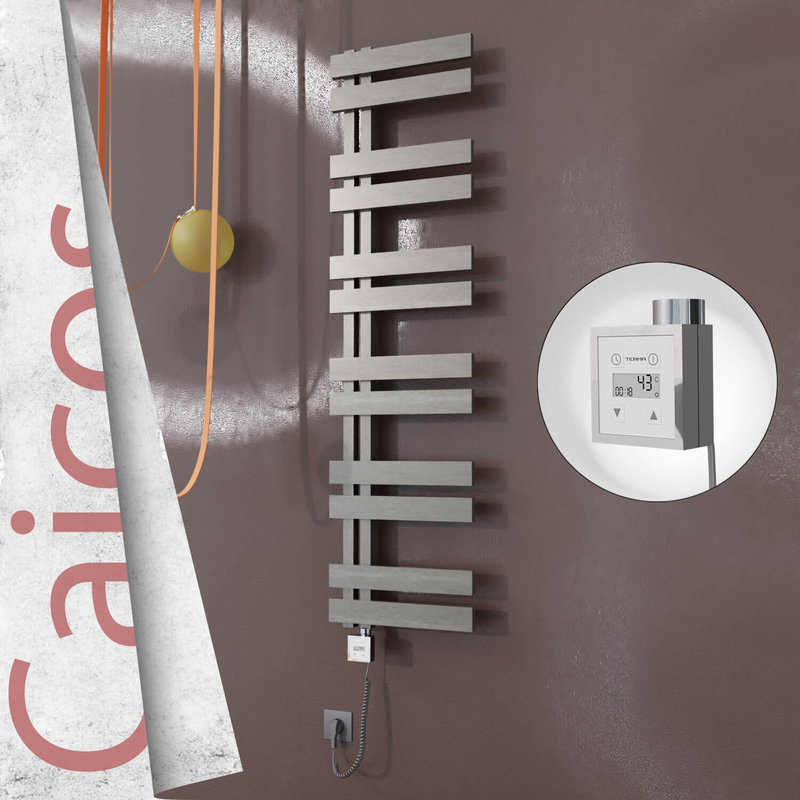 Caicos Sèche-serviettes Électrique en Inox 600x1530 Poli Satiné (KTX3 Thermostat) 600W Câble Spiralé 