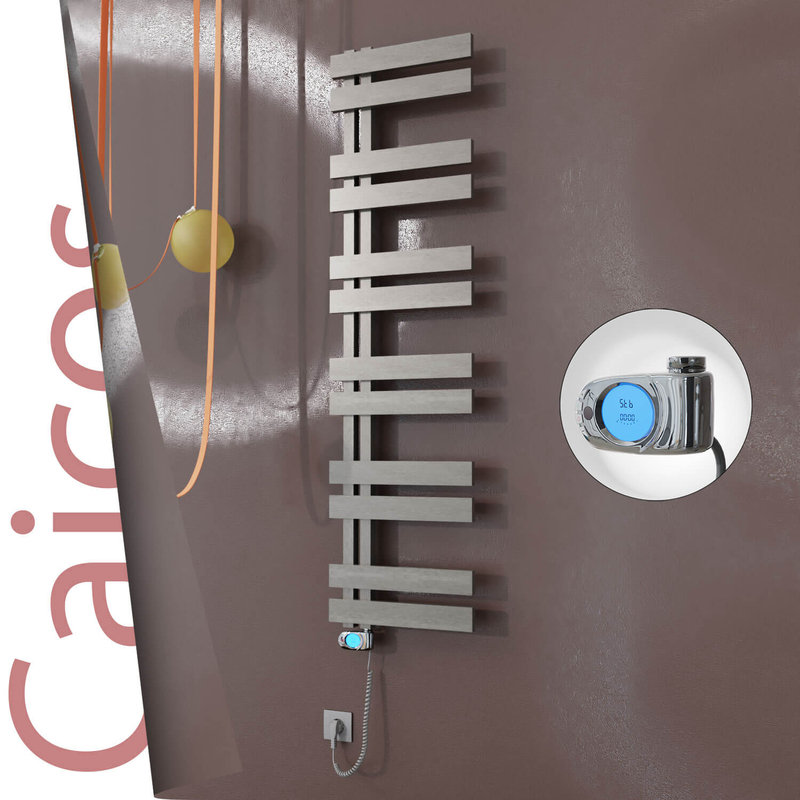 Caicos Sèche-serviettes Électrique en Inox 600x1530 Poli Satiné (Musa Thermostat) 600W