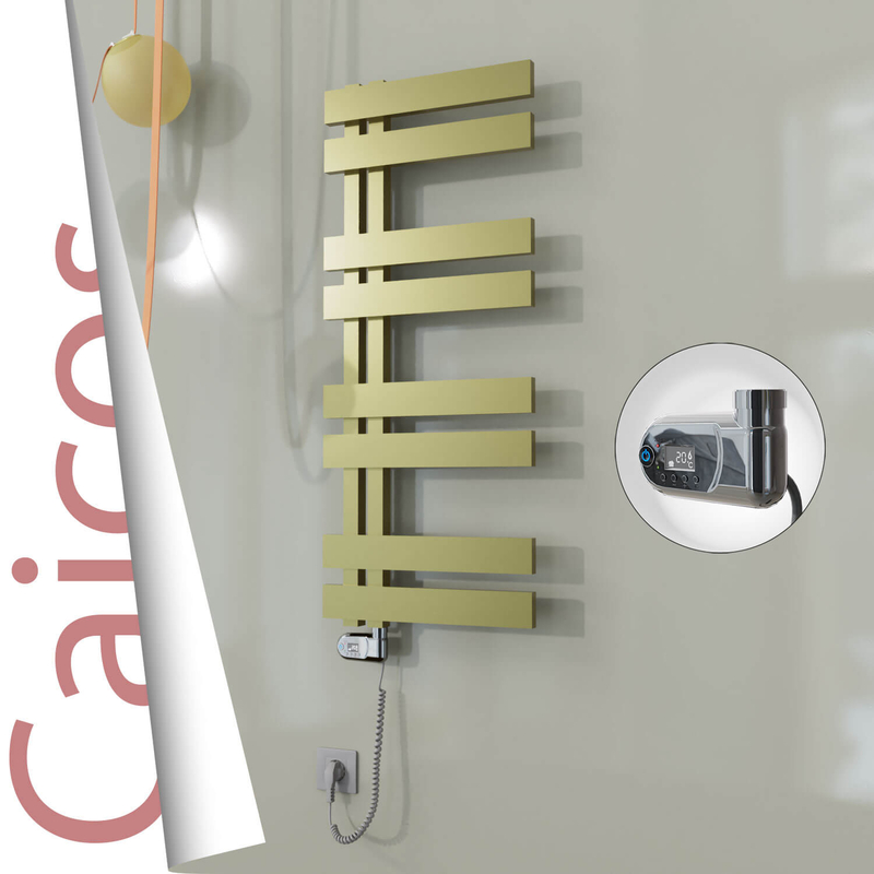Caicos Sèche-serviettes Électrique en Inox 600x990 Doré Satiné (Thesis Thermostat) 300W 