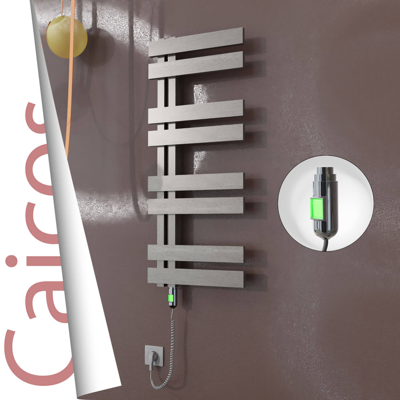 Caicos Sèche-serviettes Électrique en Inox 600x990 Poli Satiné (Interrupteur Marche/Arrêt) 300W 