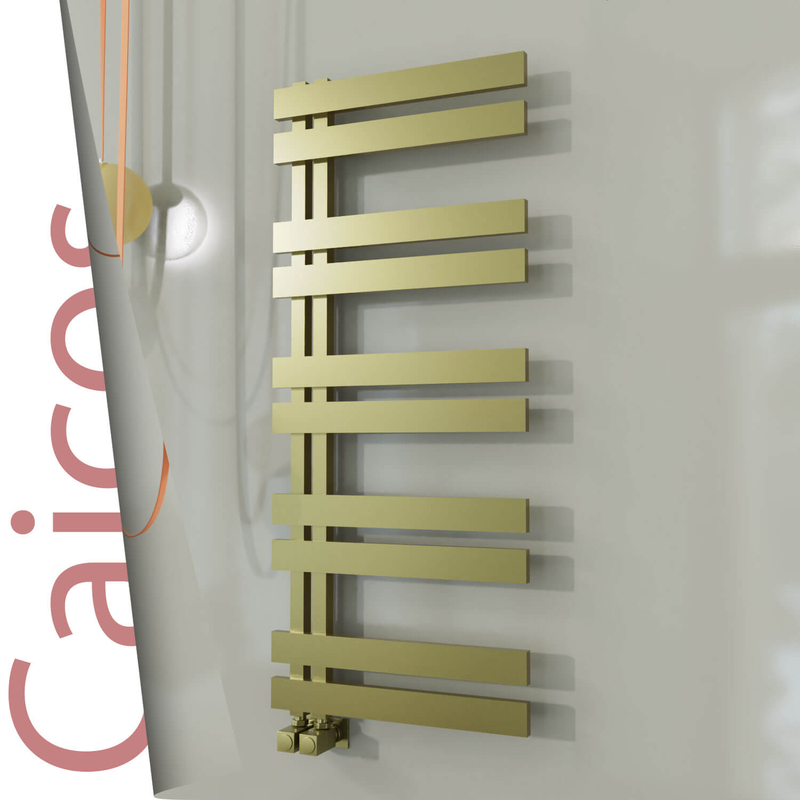 Caicos Stainless Steel Towel Rail 600x1260 Satin Gold 