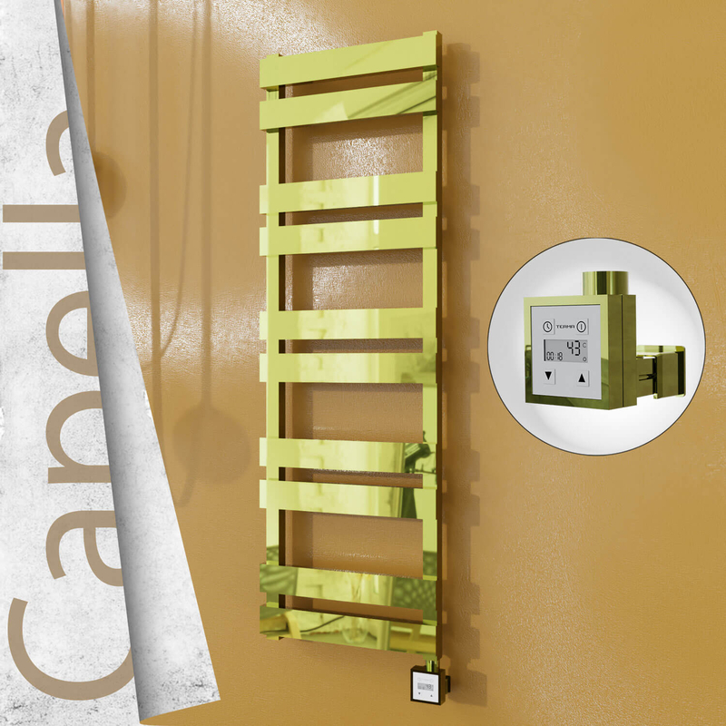 Capella Electric Stainless Steel Towel Rail 400x1260 Gold (KTX3 Thermostat) 300W