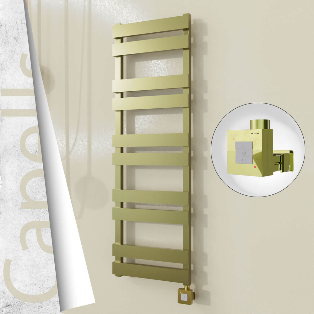 Capella Electric Stainless Steel Towel Rail 400x1260 Satin Gold (KTX1 Thermostat) 300W - 1