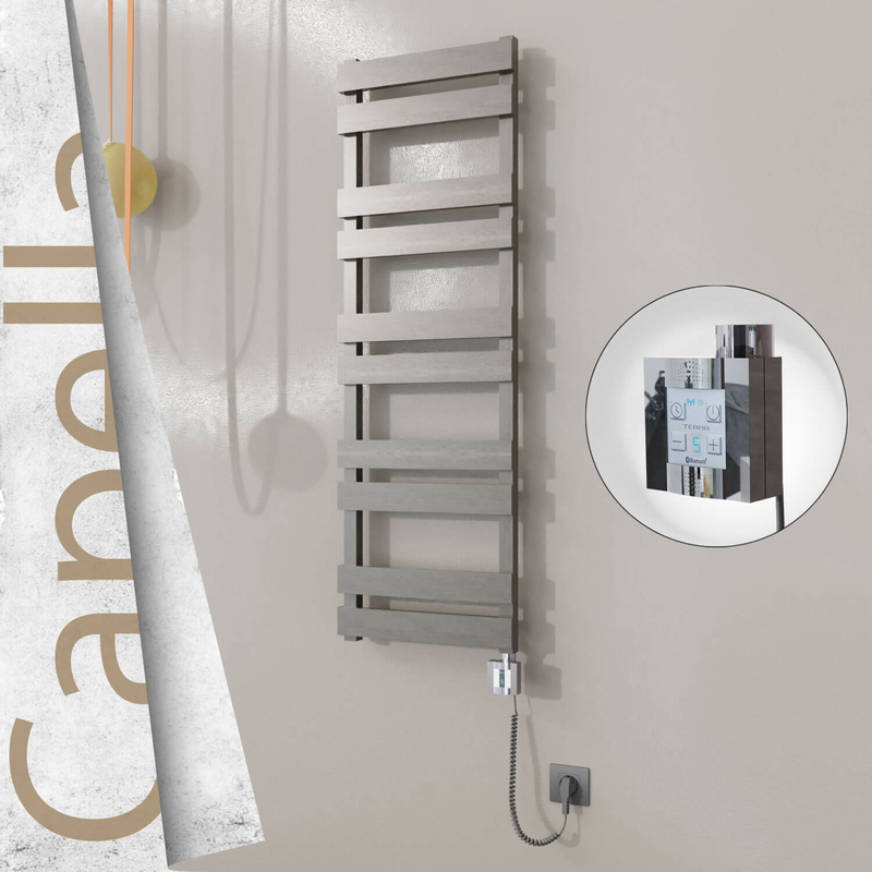Capella Electric Stainless Steel Towel Rail 400x1260 Satin Polished (KTX4 Thermostat) 300W Spiral Cable