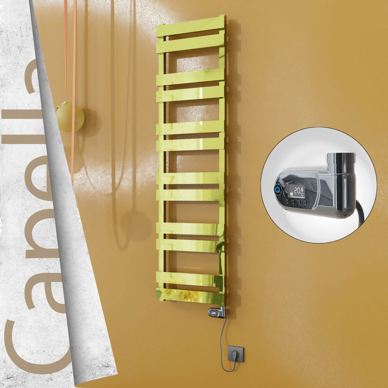 Capella Electric Stainless Steel Towel Rail 400x1530 Gold (Thesis Thermostat) 600W
