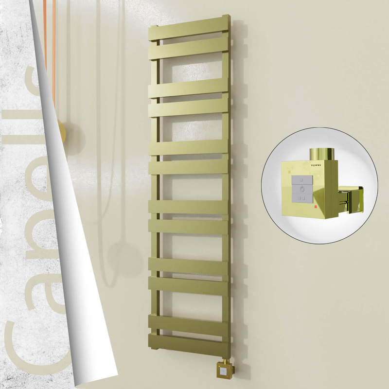 Capella Electric Stainless Steel Towel Rail 400x1530 Satin Gold (KTX1 Thermostat) 600W