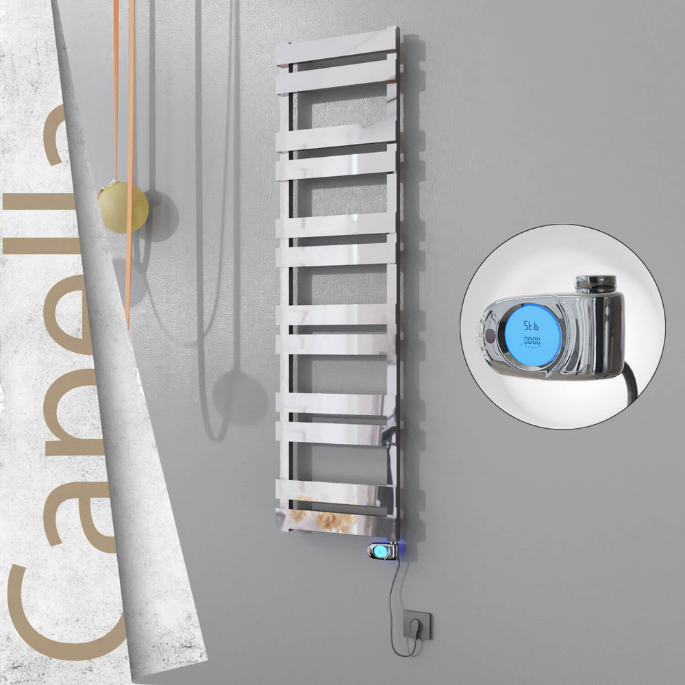 Capella Electric Stainless Steel Towel Rail 400x1530 Satin Gold (Musa Thermostat) 600W - 1