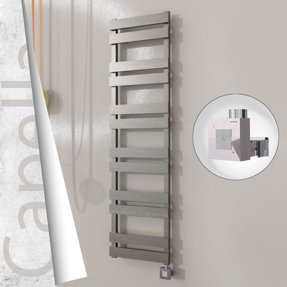 Capella Electric Stainless Steel Towel Rail 400x1530 Satin Polished (KTX1 Thermostat) 600W - 1