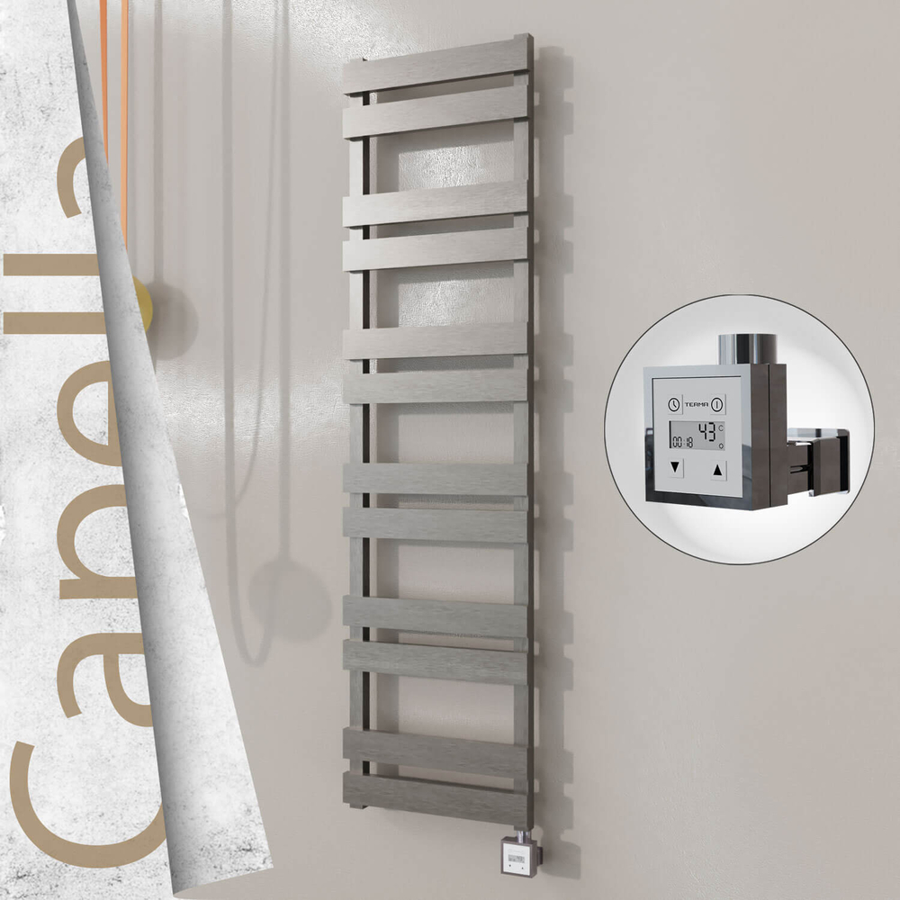 Capella Electric Stainless Steel Towel Rail 400x1530 Satin Polished (KTX3 Thermostat) 600W - 1