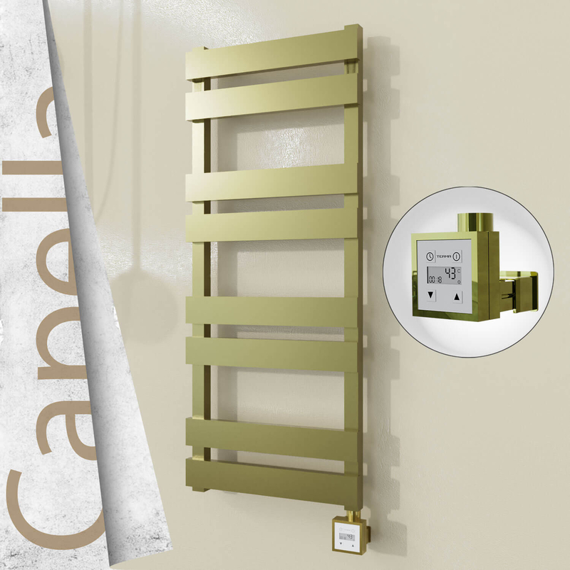 Capella Electric Stainless Steel Towel Rail 400x990 Satin Gold (KTX3 Thermostat) 300W 