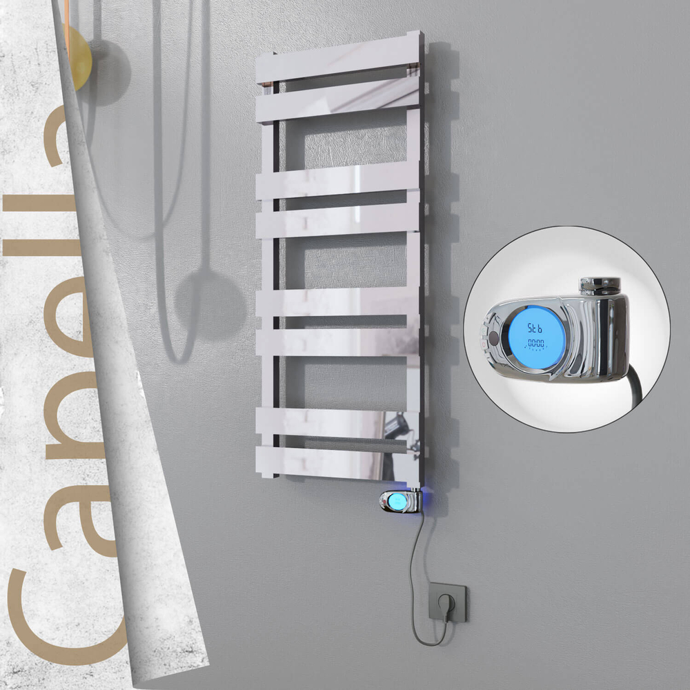 Capella Electric Stainless Steel Towel Rail 400x990 Satin Gold (Musa Thermostat) 300W - 1