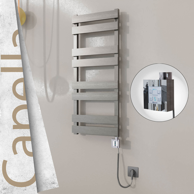 Capella Electric Stainless Steel Towel Rail 400x990 Satin Polished (KTX4 Thermostat) 300W Spiral Cable