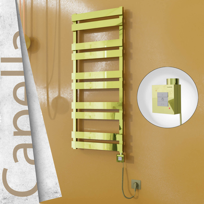 Capella Electric Stainless Steel Towel Rail 500x1260 Gold (KTX1 Thermostat) 600W Spiral Cable