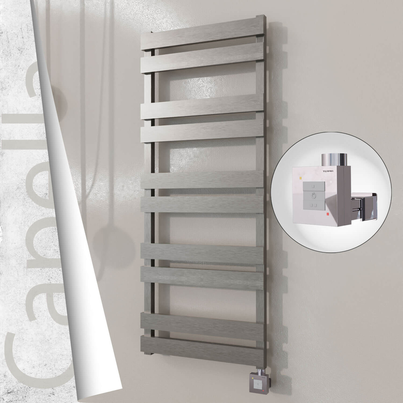 Capella Electric Stainless Steel Towel Rail 500x1260 Satin Polished (KTX1 Thermostat) 600W