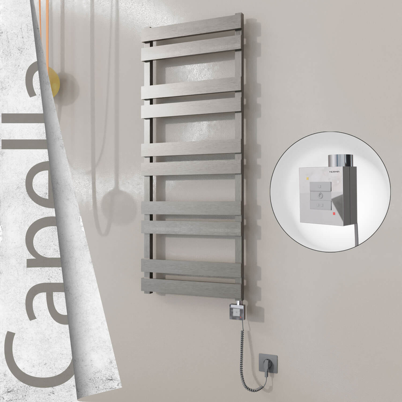 Capella Electric Stainless Steel Towel Rail 500x1260 Satin Polished (KTX1 Thermostat) 600W Spiral Cable