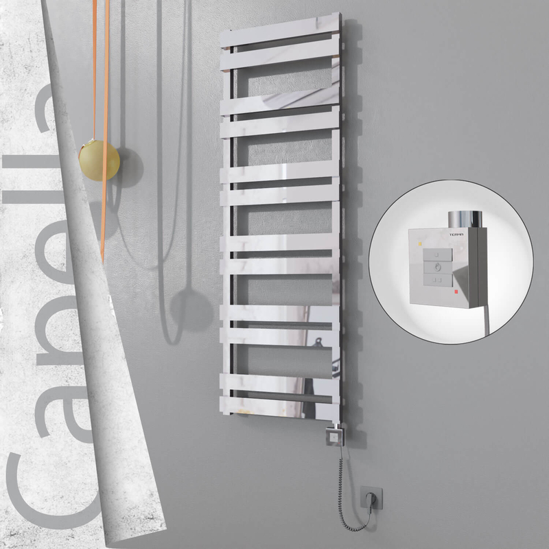 Capella Electric Stainless Steel Towel Rail 500x1530 Mirror Polished (KTX1 Thermostat) 600W Spiral Cable