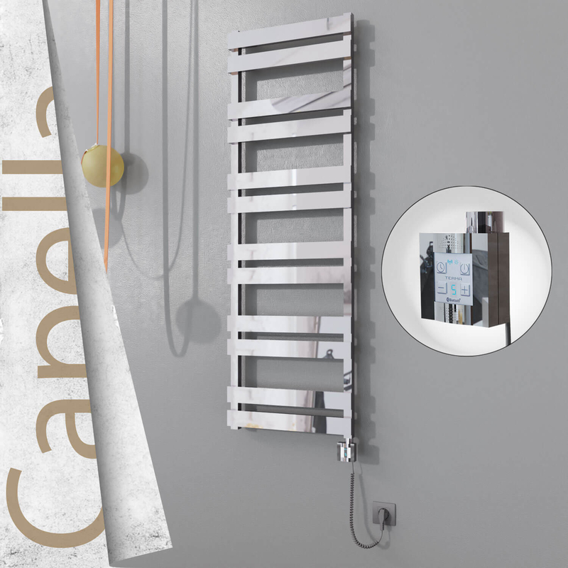 Capella Electric Stainless Steel Towel Rail 500x1530 Mirror Polished (KTX4 Thermostat) 600W Spiral Cable