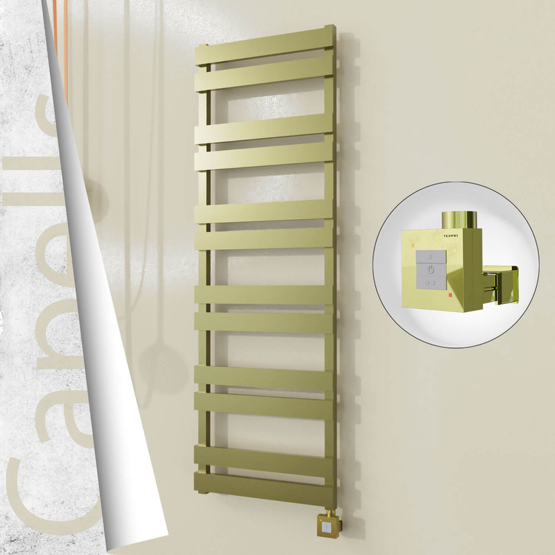 Capella Electric Stainless Steel Towel Rail 500x1530 Satin Gold (KTX1 Thermostat) 600W