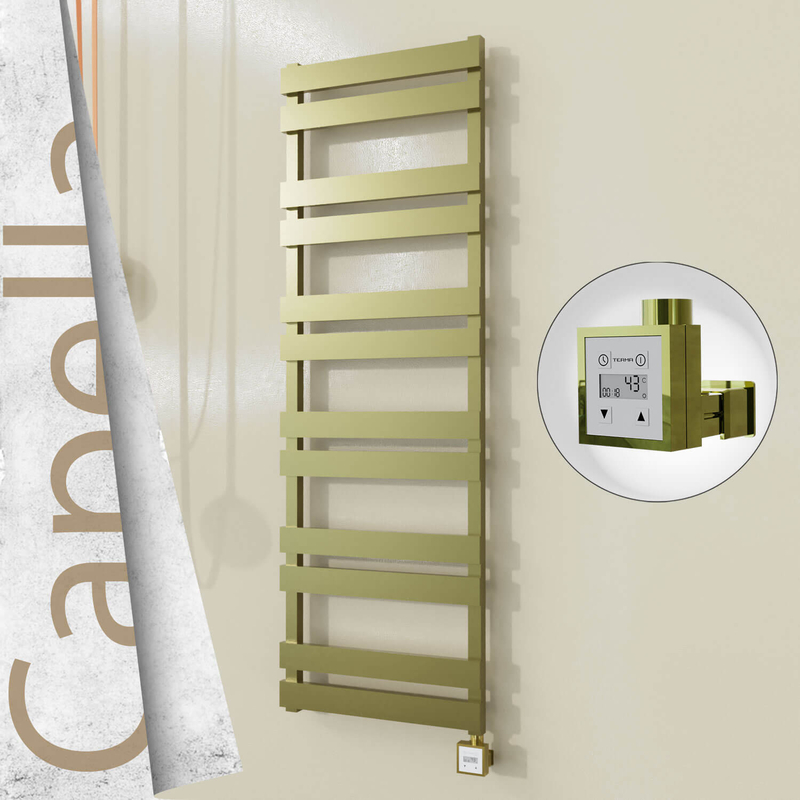 Capella Electric Stainless Steel Towel Rail 500x1530 Satin Gold (KTX3 Thermostat) 600W