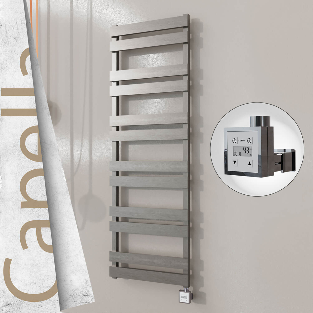 Capella Electric Stainless Steel Towel Rail 500x1530 Satin Polished (KTX3 Thermostat) 600W - 1