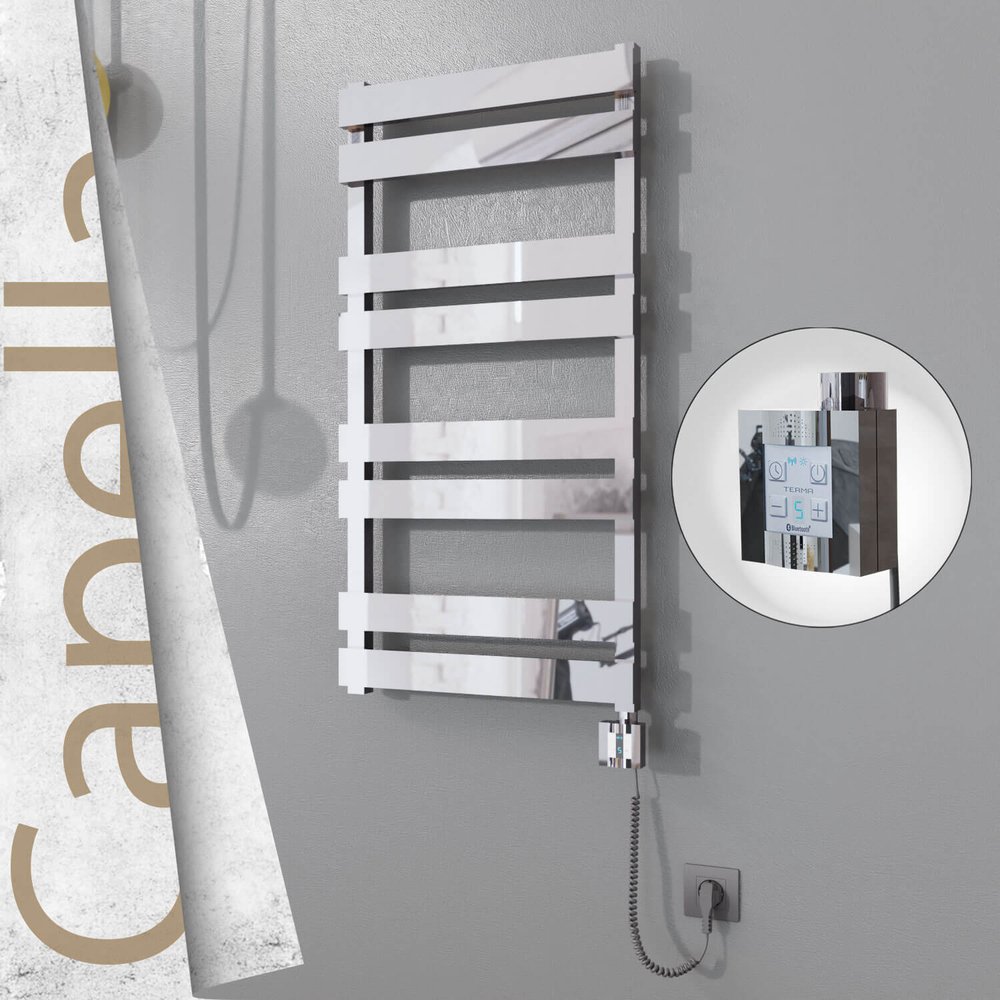 Capella Electric Stainless Steel Towel Rail 500x990 Mirror Polished (KTX4 Thermostat) 300W Spiral Cable - 1