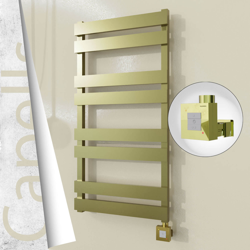 Capella Electric Stainless Steel Towel Rail 500x990 Satin Gold (KTX1 Thermostat) 300W