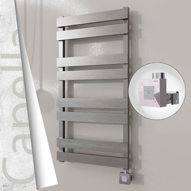 Capella Electric Stainless Steel Towel Rail 500x990 Satin Polished (KTX1 Thermostat) 300W