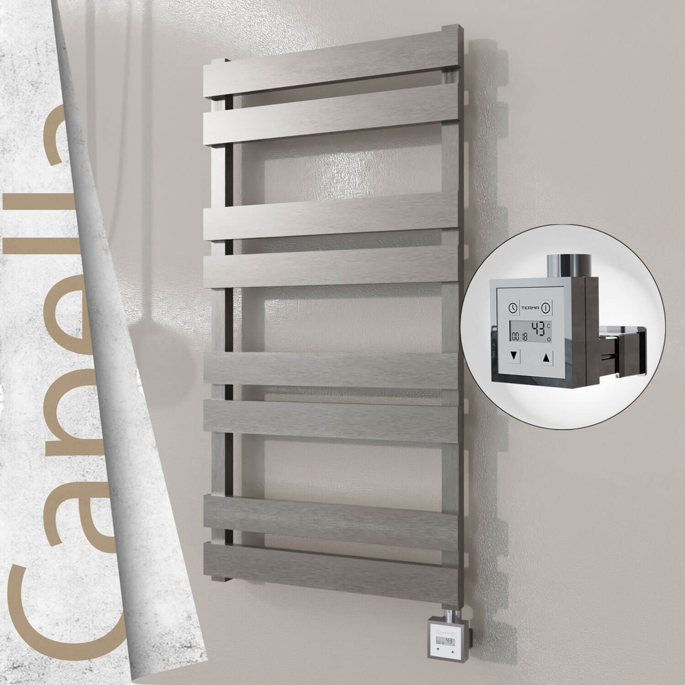 Capella Electric Stainless Steel Towel Rail 500x990 Satin Polished (KTX3 Thermostat) 300W - 1
