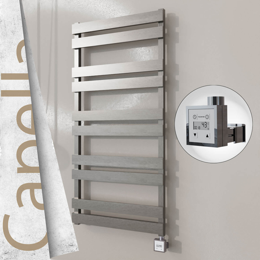 Capella Electric Stainless Steel Towel Rail 600x1260 Satin Polished (KTX3 Thermostat) 600W - 1