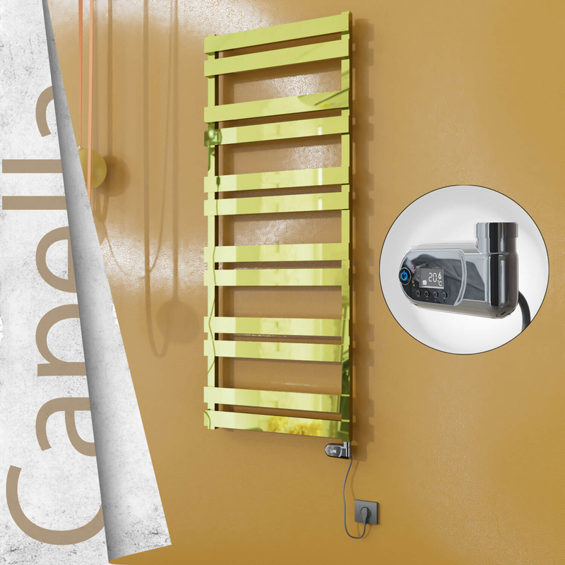 Capella Electric Stainless Steel Towel Rail 600x1530 Gold (Thesis Thermostat) 600W