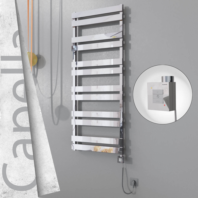 Capella Electric Stainless Steel Towel Rail 600x1530 Mirror Polished (KTX1 Thermostat) 600W Spiral Cable