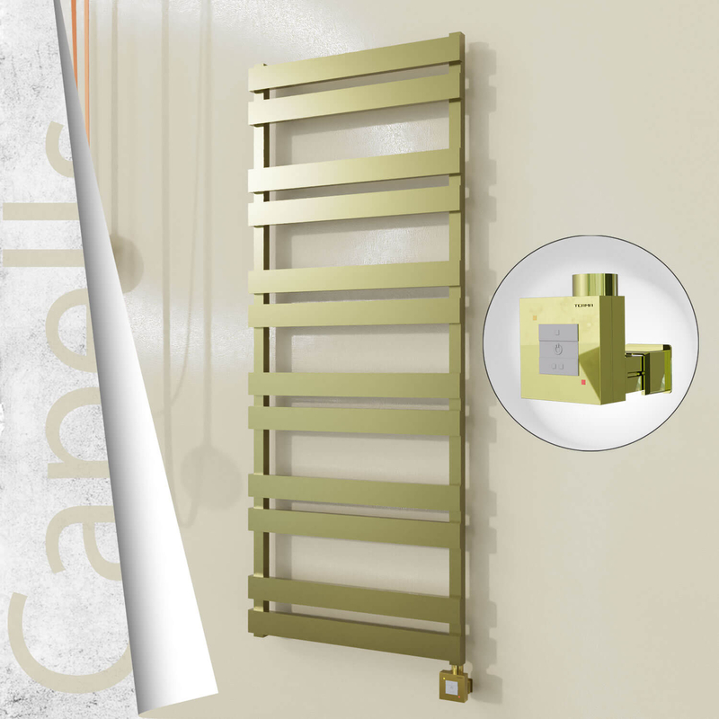 Capella Electric Stainless Steel Towel Rail 600x1530 Satin Gold (KTX1 Thermostat) 600W
