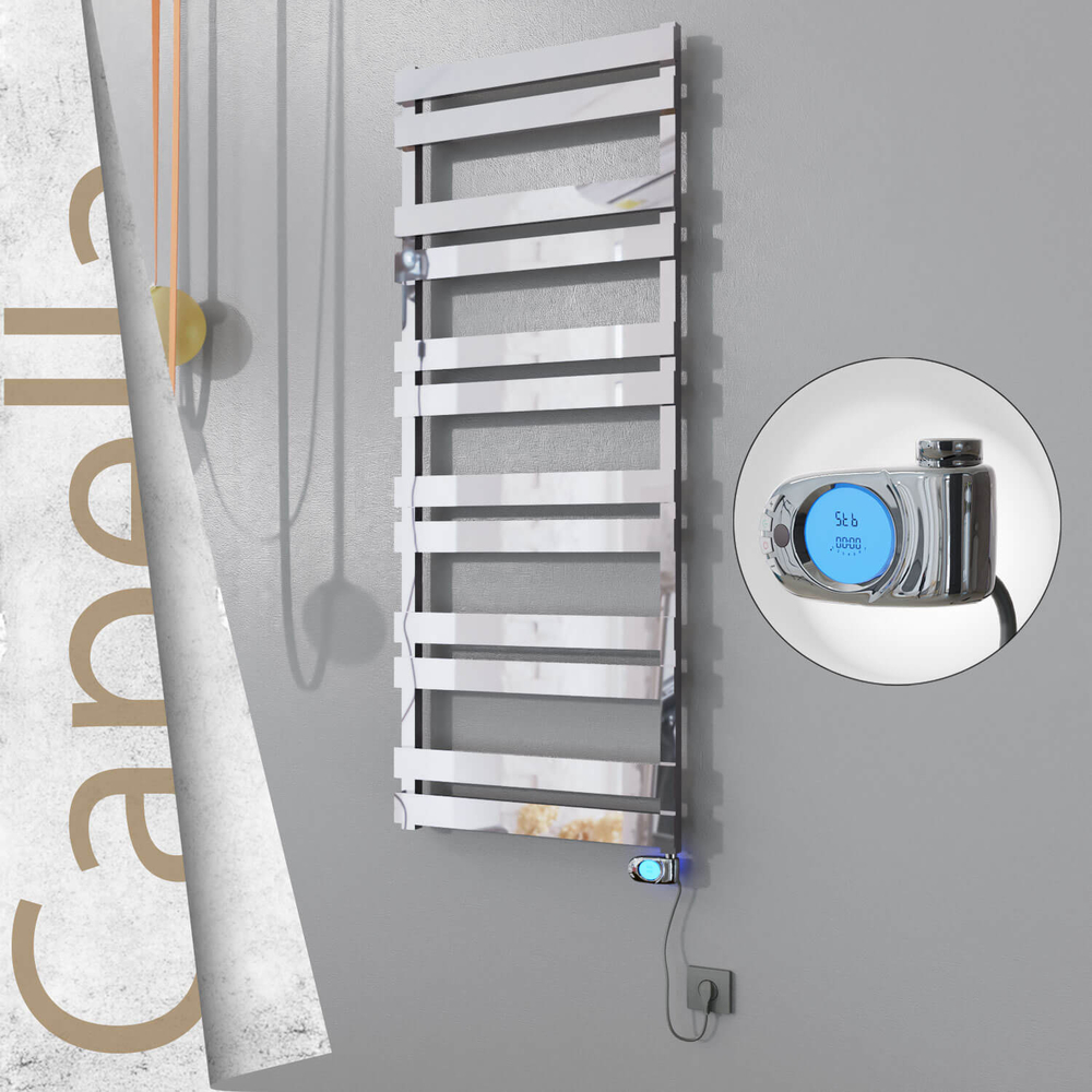 Capella Electric Stainless Steel Towel Rail 600x1530 Satin Gold (Musa Thermostat) 600W - 1