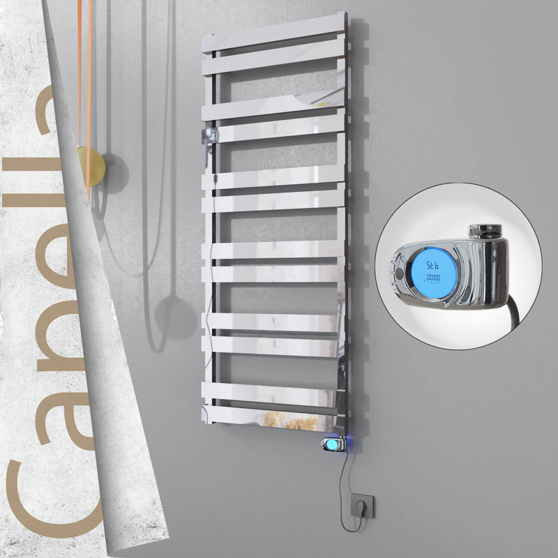 Capella Electric Stainless Steel Towel Rail 600x1530 Satin Gold (Musa Thermostat) 600W