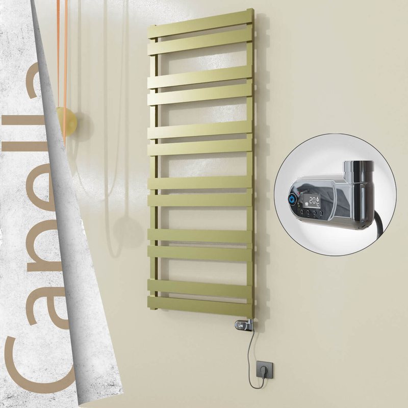 Capella Electric Stainless Steel Towel Rail 600x1530 Satin Polished (Thesis Thermostat) 600W