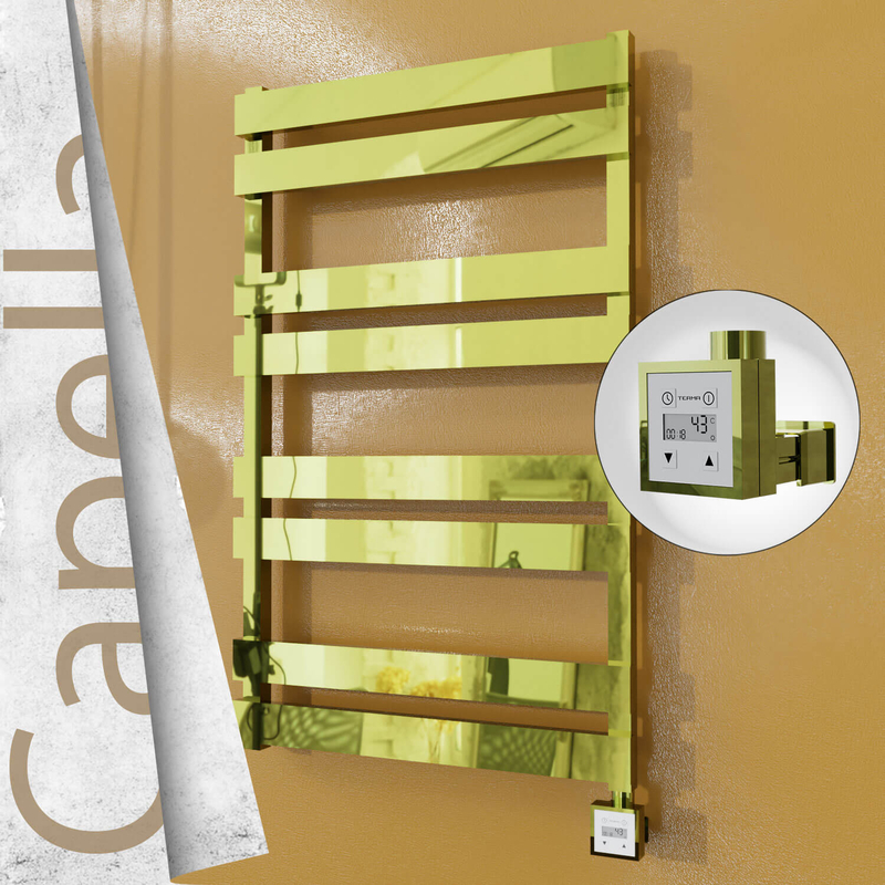 Capella Electric Stainless Steel Towel Rail 600x990 Gold (KTX3 Thermostat) 300W