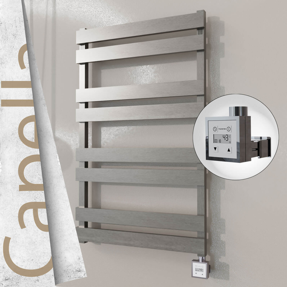 Capella Electric Stainless Steel Towel Rail 600x990 Satin Polished (KTX3 Thermostat) 300W - 1