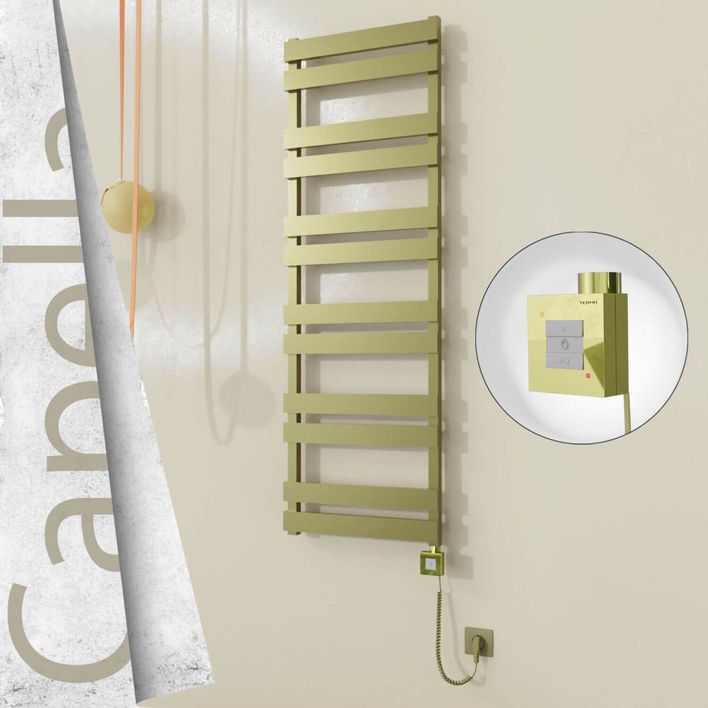 Capella Elektrikli Paslanmaz Çelik Havlupan 500x1530 Satine Altın (KTX1 Termostat) 600W Spiral Kablolu - 1
