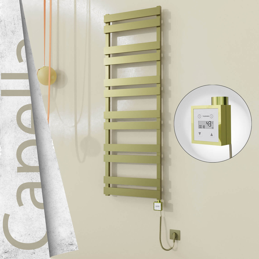 Capella Elektrikli Paslanmaz Çelik Havlupan 500x1530 Satine Altın (KTX3 Termostat) 600W Spiral Kablolu - 1