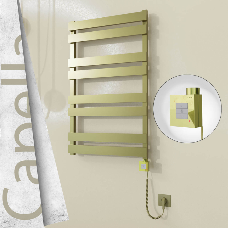 Capella Elektrikli Paslanmaz Çelik Havlupan 600x990 Satine Altın (KTX1 Termostat) 300W Spiral Kablolu