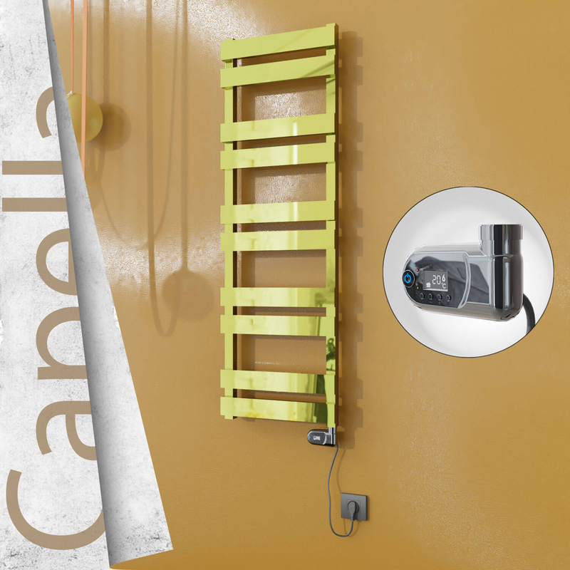 Capella Sèche-serviettes Électrique en Inox 400x1260 Doré (Thesis Thermostat) 300W 