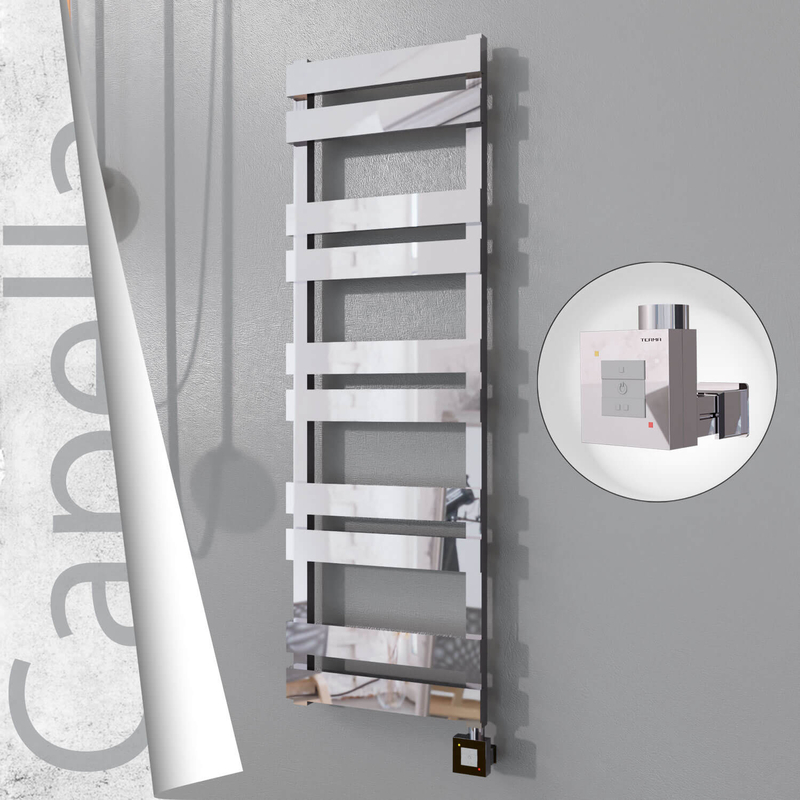 Capella Sèche-serviettes Électrique en Inox 400x1260 Poli Miroir (KTX1 Thermostat) 300W 