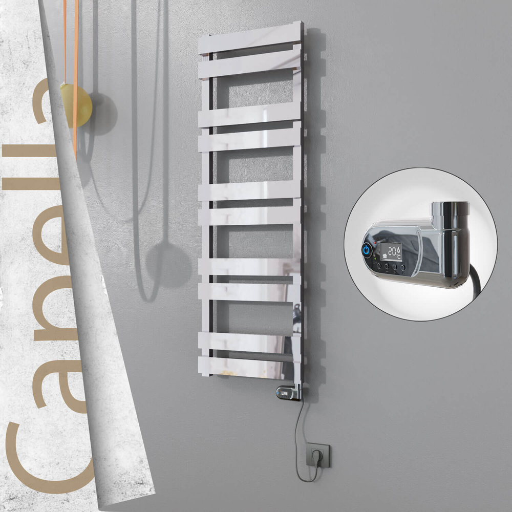 Capella Sèche-serviettes Électrique en Inox 400x1260 Poli Satiné (Interrupteur Marche/Arrêt) 300W - 1